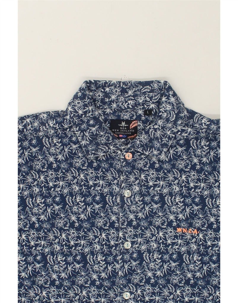 VINTAGE Mens Shirt Large Navy Blue Floral | Vintage Vintage | Thrift | Second-Hand Vintage | Used Clothing | Messina Hembry 