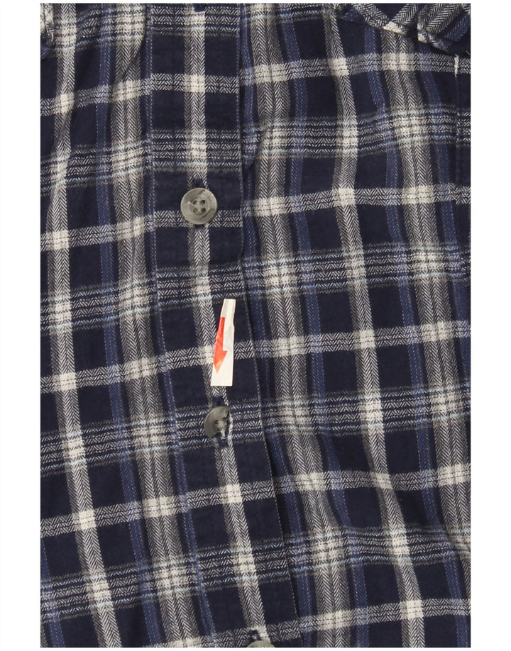 Eddie Bauer Womens Flannel Shirt UK 14 Medium Navy Blue Check Cotton