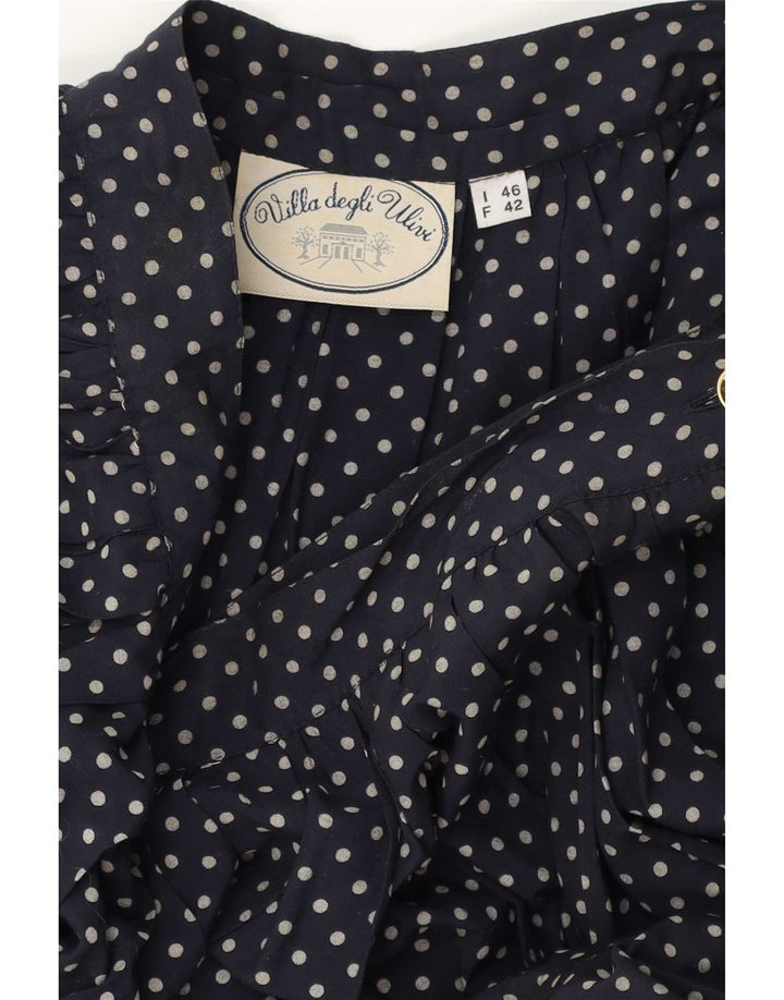 Vintage Womens Maxi Flared Skirt IT 46 Large W30  Navy Blue Polka Dot