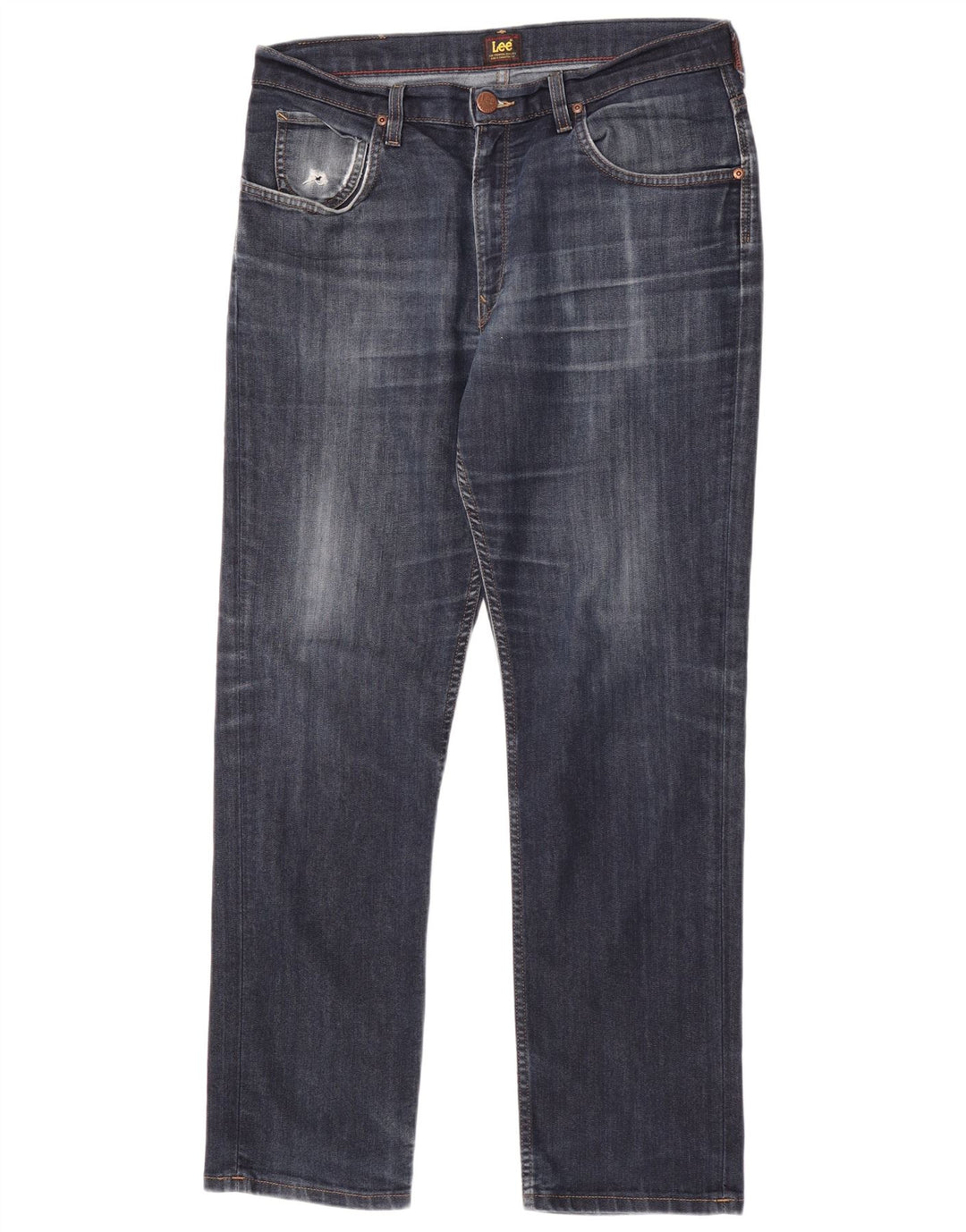 Lee Mens Brooklyn Straight Jeans W34 L30 Navy Blue Cotton
