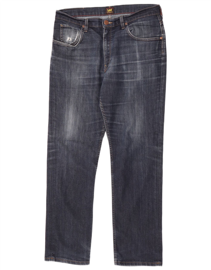 Lee Mens Brooklyn Straight Jeans W34 L30 Navy Blue Cotton