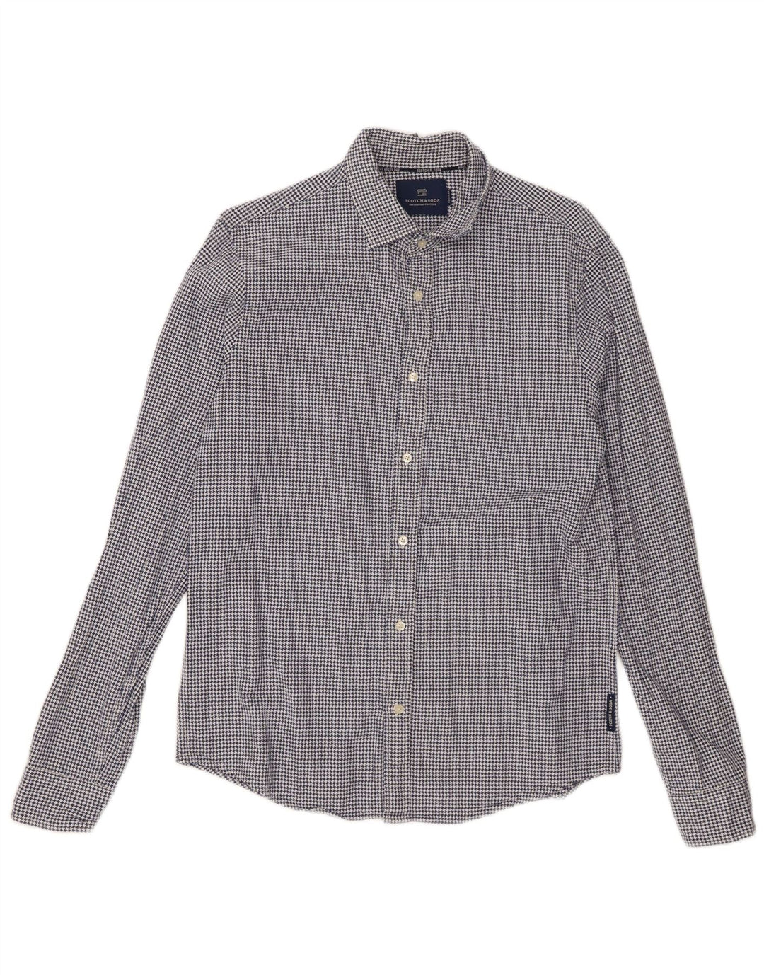 Scotch & Soda Mens Shirt Medium Blue Houndstooth Cotton