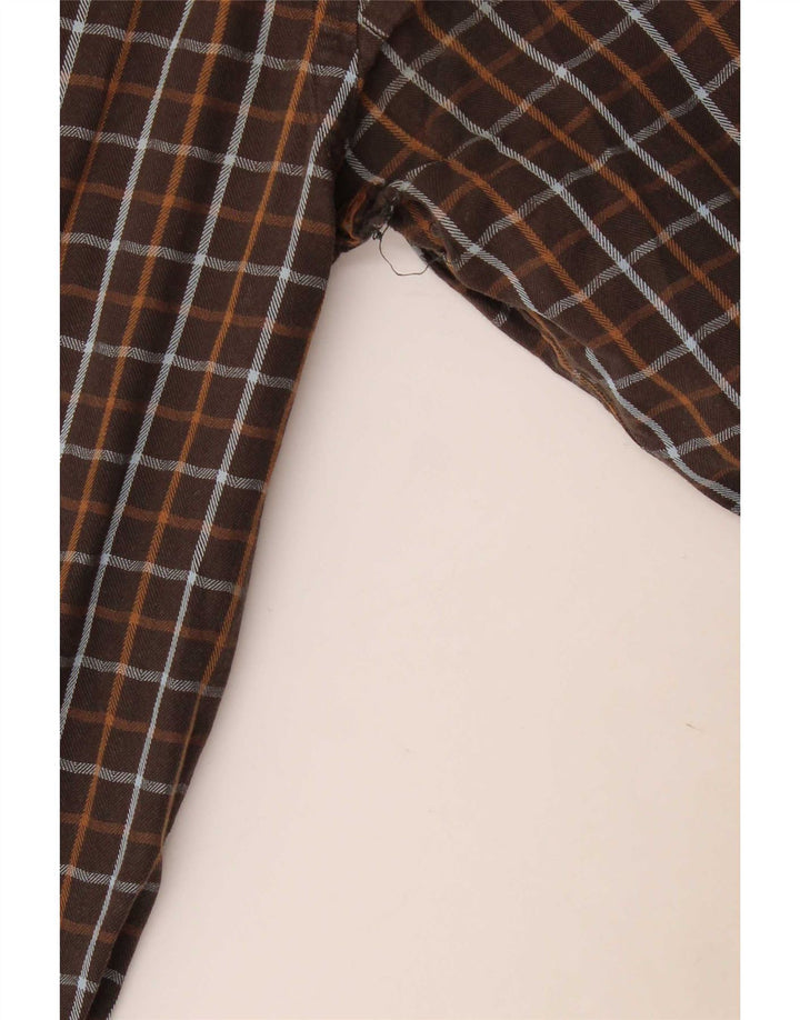 Barbour Mens Flannel Shirt Large Brown Check Cotton