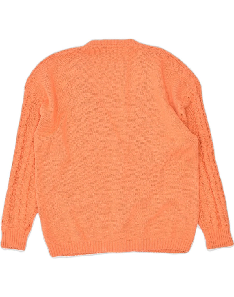 VINTAGE Womens Cardigan Sweater UK12 Medium Orange Cotton | Vintage | Thrift | Second-Hand | Used Clothing | Messina Hembry 