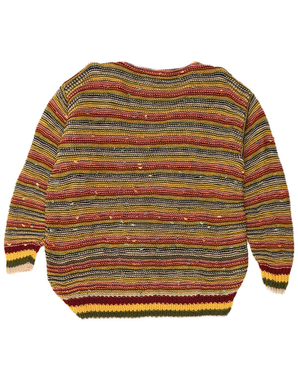 Vintage Womens V-Neck Jumper Sweater UK 16 Large Multicoloured Striped