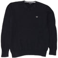 Crew Clothing Mens V-Neck Jumper Sweater Medium Navy Blue Cotton
