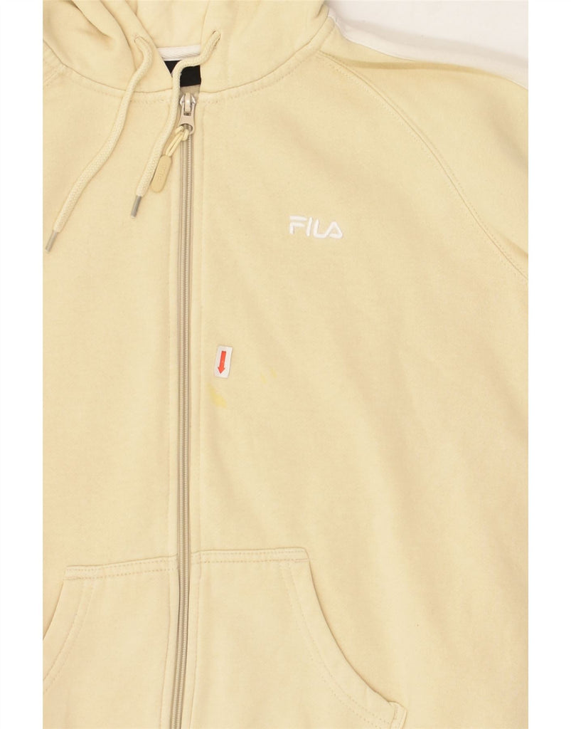 FILA Womens Graphic Zip Hoodie Sweater UK 14 Large Yellow Colourblock | Vintage Fila | Thrift | Second-Hand Fila | Used Clothing | Messina Hembry 