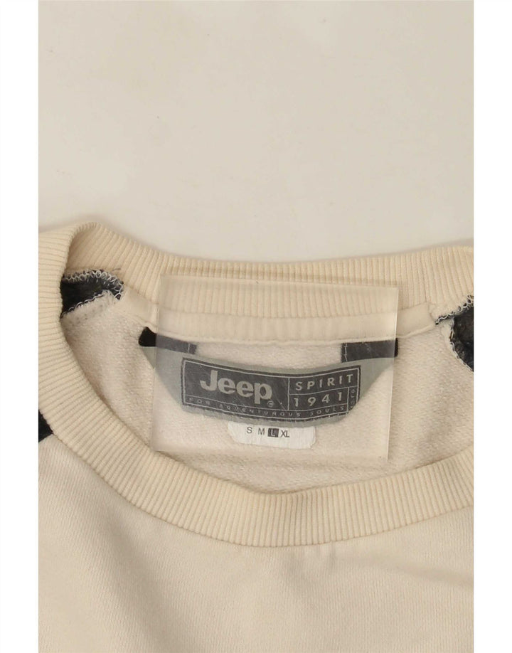 Jeep Mens Sweatshirt Jumper Large White Fair Isle