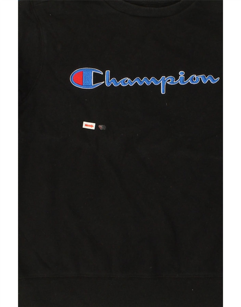 CHAMPION Boys Graphic Sweatshirt Jumper 13-14 Years Large  Black Cotton | Vintage Champion | Thrift | Second-Hand Champion | Used Clothing | Messina Hembry 