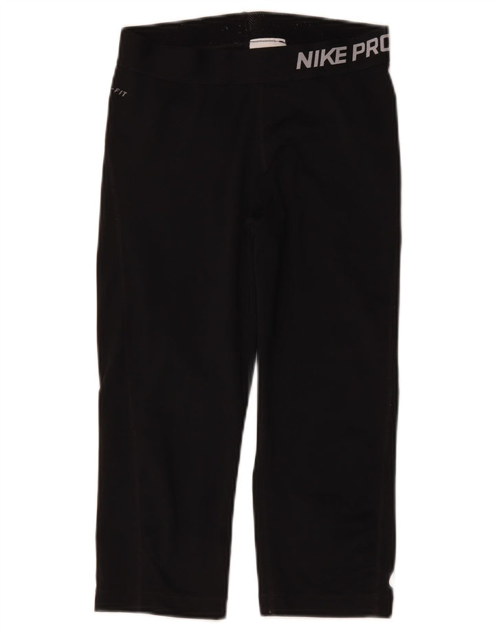 Nike Womens Dri Fit Graphic Capri Leggings UK 8 Small Black Polyester