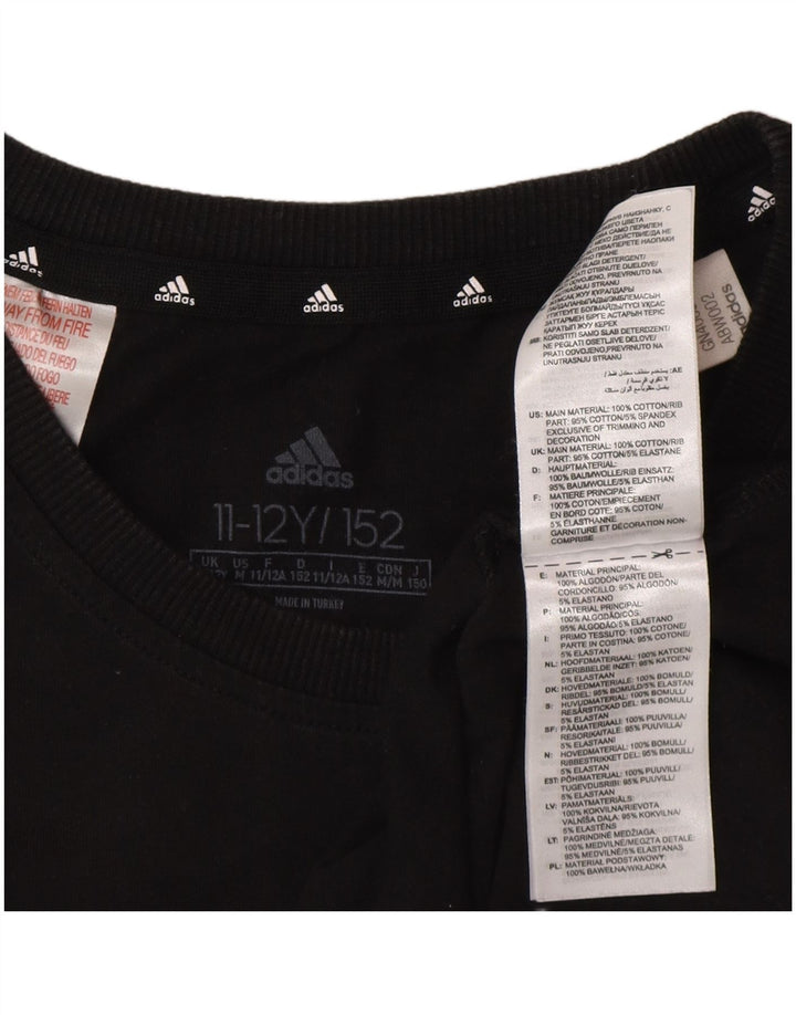 Adidas Boys Graphic T-Shirt Top 11-12 Years Black Cotton