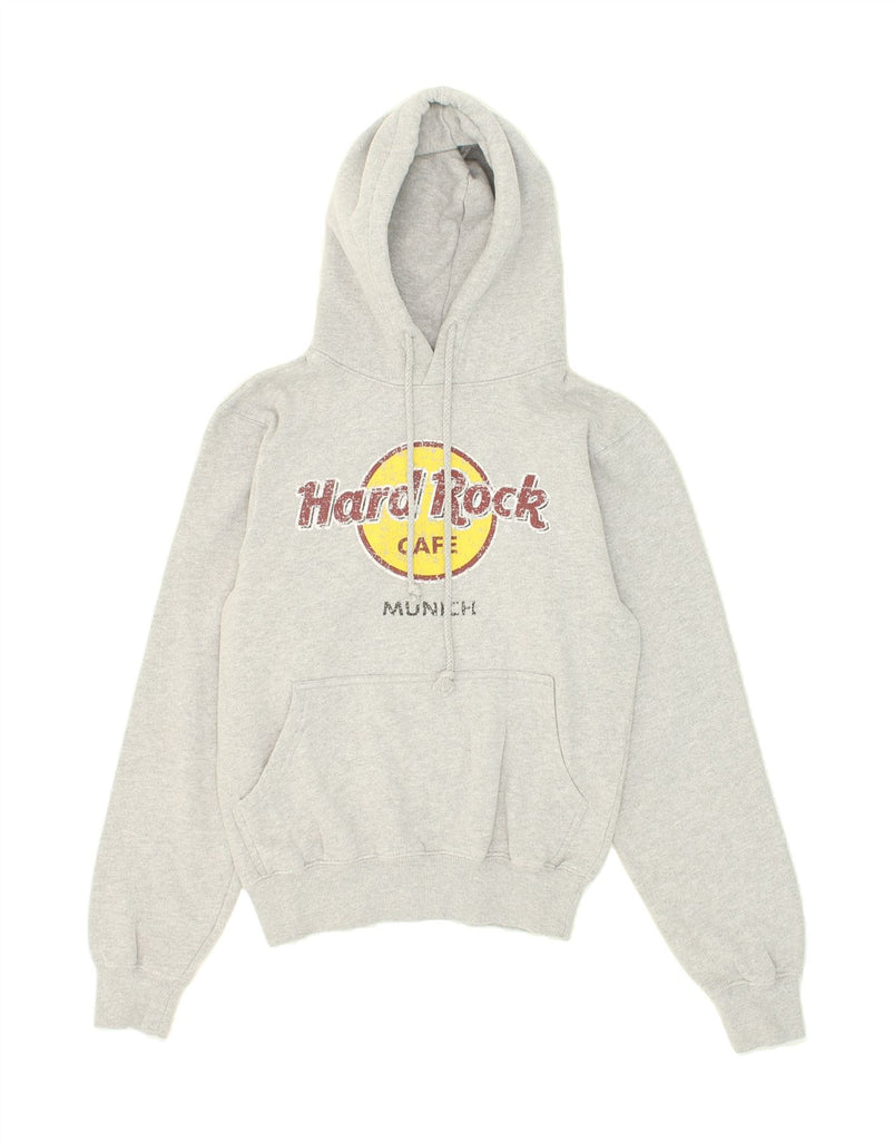 HARD ROCK CAFE Womens Munich Graphic Hoodie Jumper UK 10 Small Grey Cotton Vintage Hard Rock Cafe and Second-Hand Hard Rock Cafe from Messina Hembry 