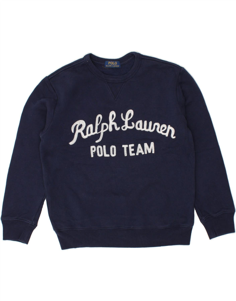 POLO RALPH LAUREN Boys Graphic Sweatshirt Jumper 11-12 Years Navy Blue | Vintage Polo Ralph Lauren | Thrift | Second-Hand Polo Ralph Lauren | Used Clothing | Messina Hembry 