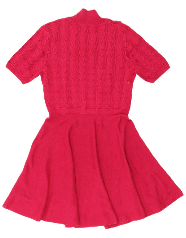 Oasis Womens Short Sleeves Jumper Dress UK 14 Medium Pink Cotton