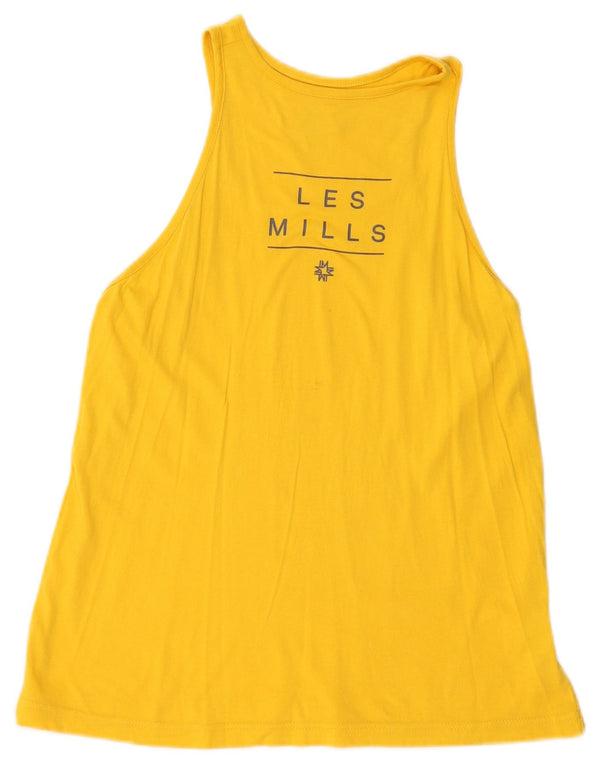 Reebok Womens Les Mills Graphic Vest Top UK 8/10 Small Yellow