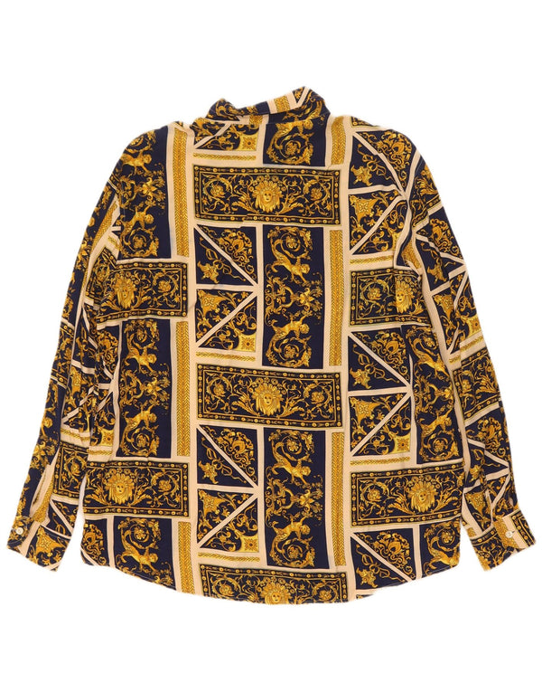 Benetton Womens Loose Fit Shirt Blouse UK 14 Medium Yellow Paisley Viscose