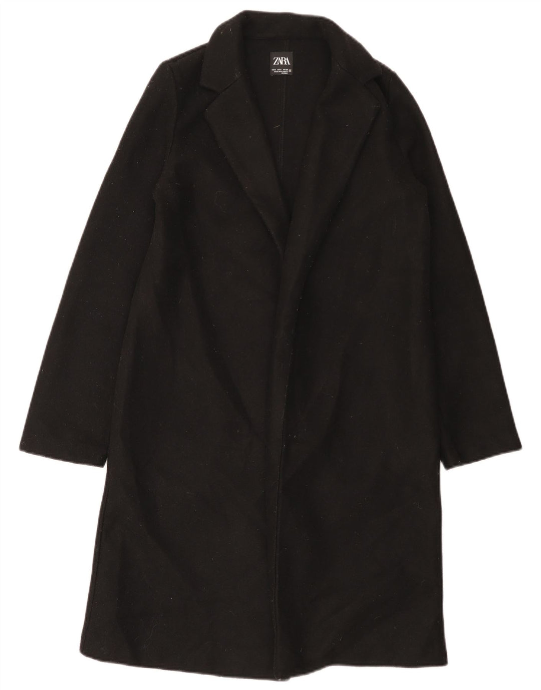Zara Womens Open Overcoat UK 10 Small Black Polyester