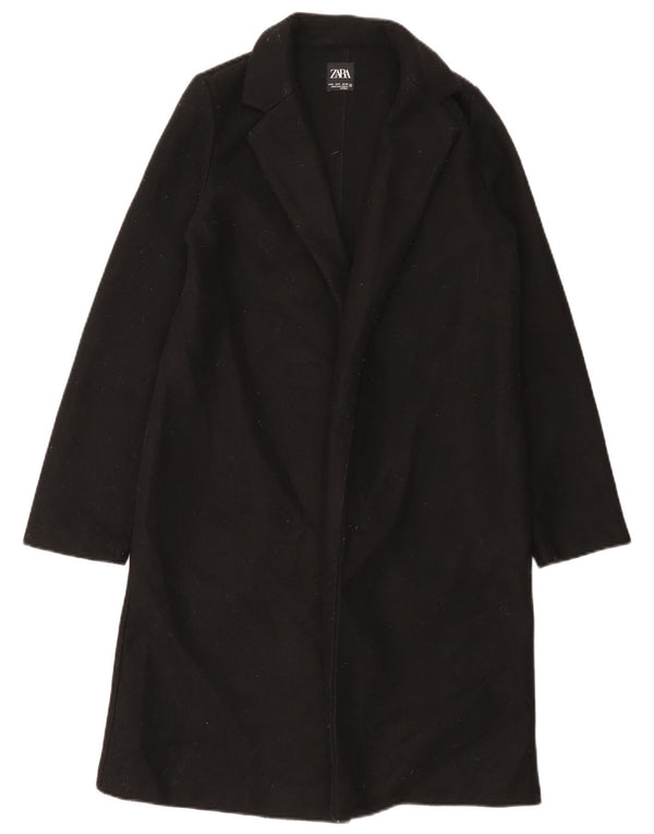 Zara Womens Open Overcoat UK 10 Small Black Polyester