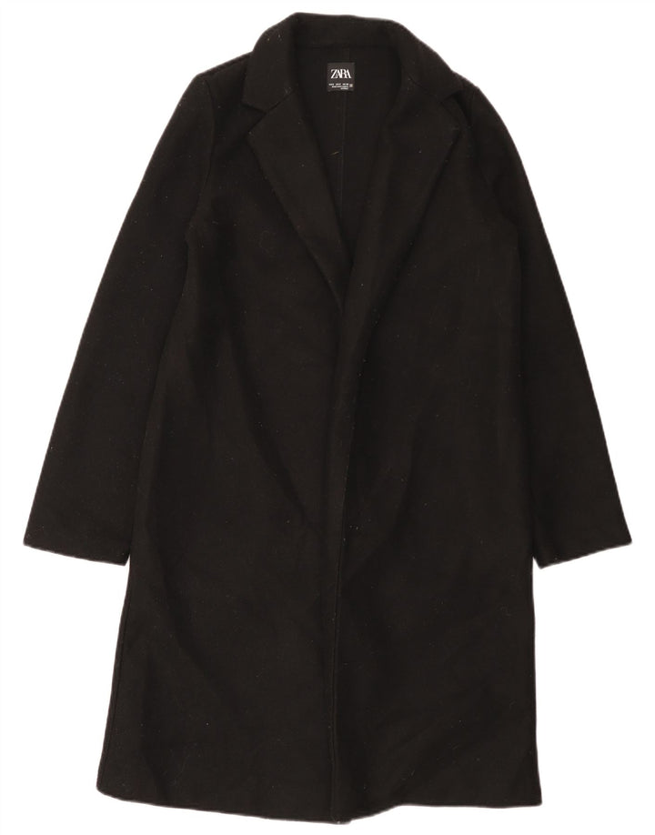 Zara Womens Open Overcoat UK 10 Small Black Polyester