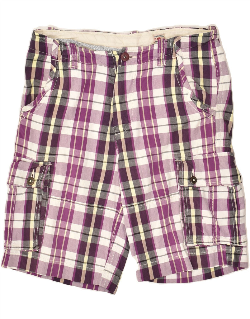 JACK & JONES Mens Cargo Shorts W34 Large Purple Check Cotton | Vintage Jack & Jones | Thrift | Second-Hand Jack & Jones | Used Clothing | Messina Hembry 