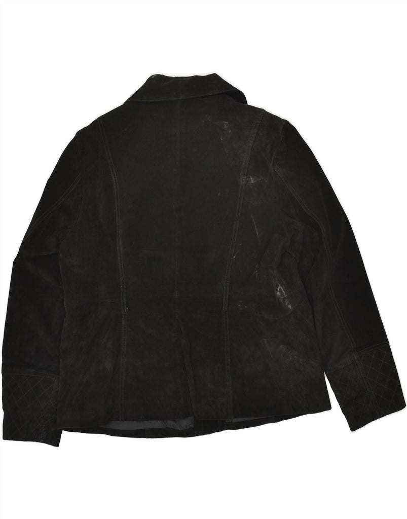 VINTAGE Womens Suede Jacket IT 48 XL Black Leather Vintage Vintage and Second-Hand Vintage from Messina Hembry 