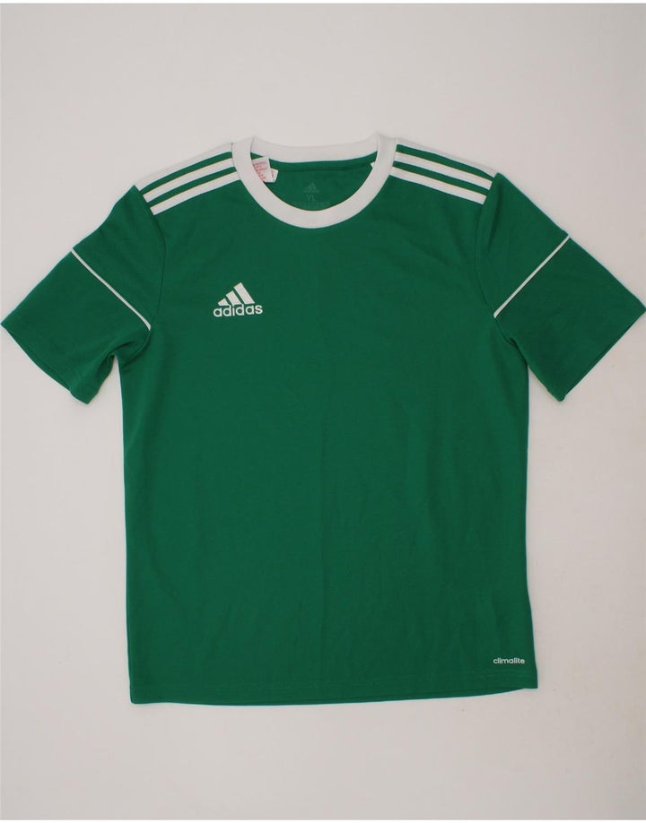 ADIDAS Boys Climalite T-Shirt Top 15-16 Years Large Green Polyester Vintage Adidas and Second-Hand Adidas from Messina Hembry 