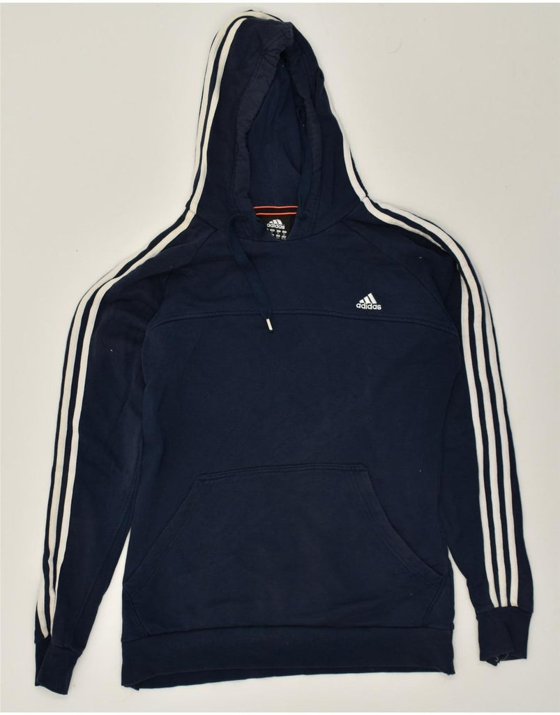 ADIDAS Womens Slim Hoodie Jumper XL Navy Blue Cotton | Vintage Adidas | Thrift | Second-Hand Adidas | Used Clothing | Messina Hembry 