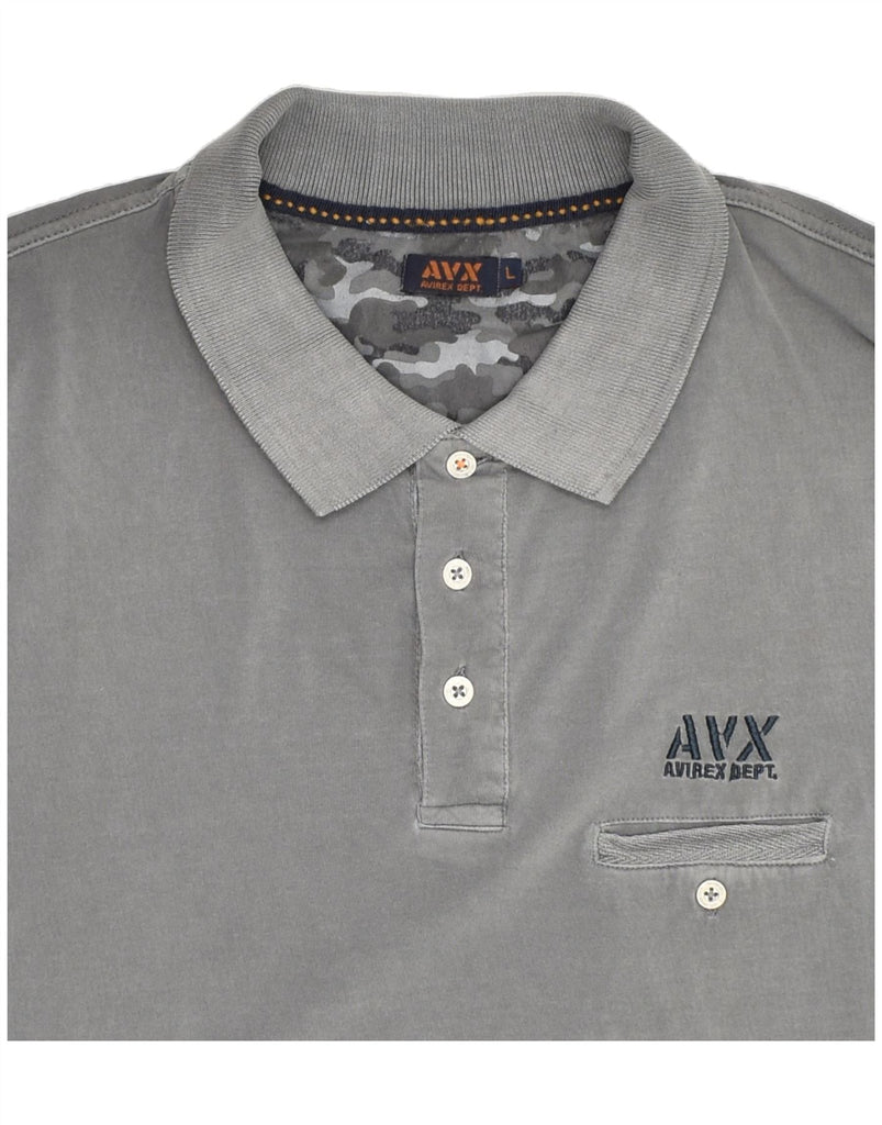 AVIREX Mens Slim Polo Shirt Large Grey Cotton | Vintage Avirex | Thrift | Second-Hand Avirex | Used Clothing | Messina Hembry 