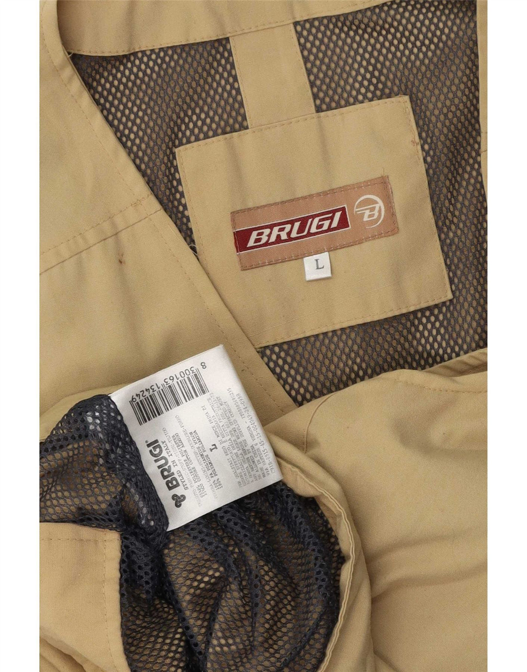 Brugi Mens Utility Gilet UK 40 Large Khaki Polyester