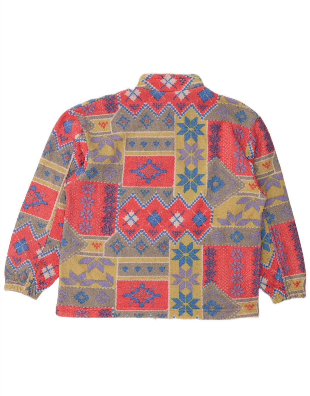 Vintage Womens Fleece Jumper UK 18 XL Multicoloured Patchwork Retro