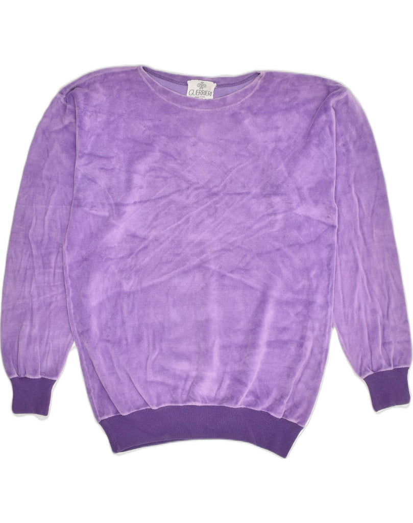 VINTAGE Womens Fleece Jumper IT 48 XL Purple Cotton | Vintage Vintage | Thrift | Second-Hand Vintage | Used Clothing | Messina Hembry 