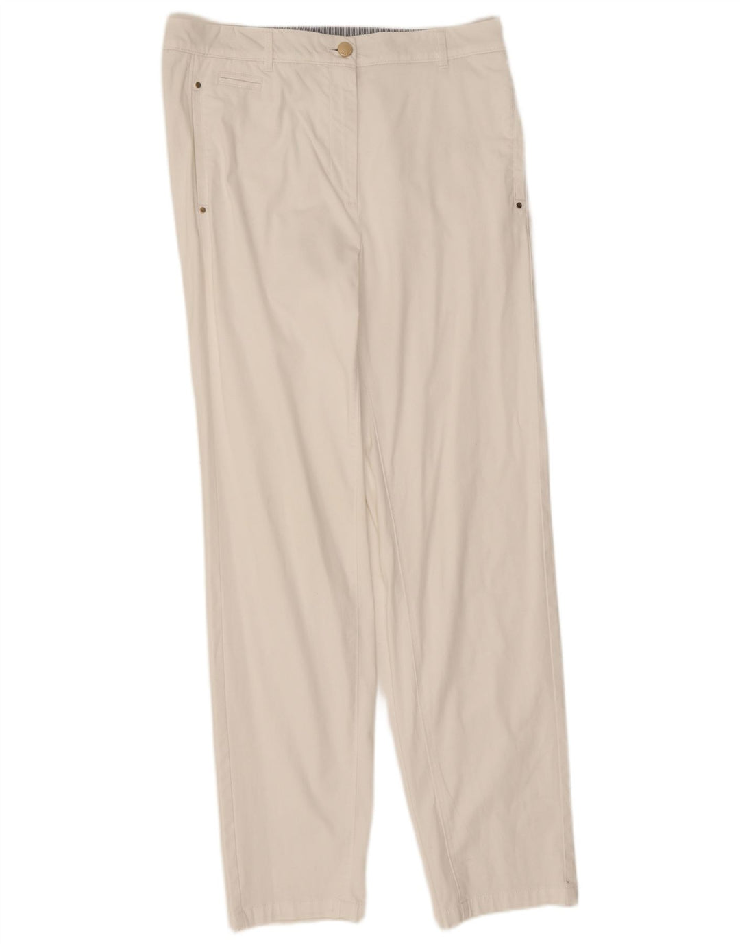 Marks & Spencer Womens Straight Chino Trousers UK 12 Medium W32 L30 White