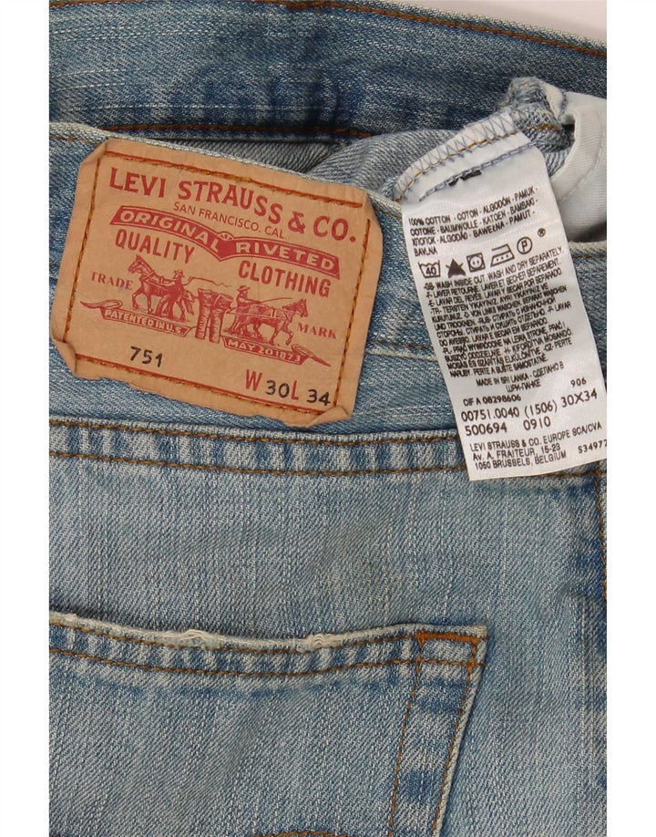 Levi's Womens 751 Straight Jeans W30 L34 Blue Cotton