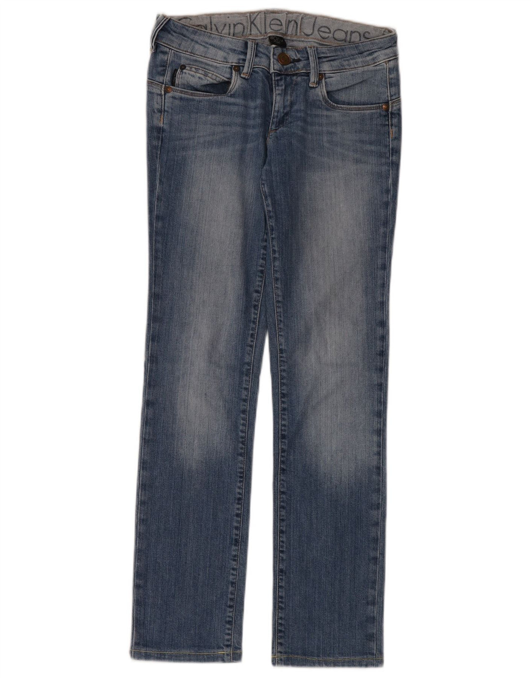 Calvin Klein Womens Straight Jeans W26 L30 Blue Cotton