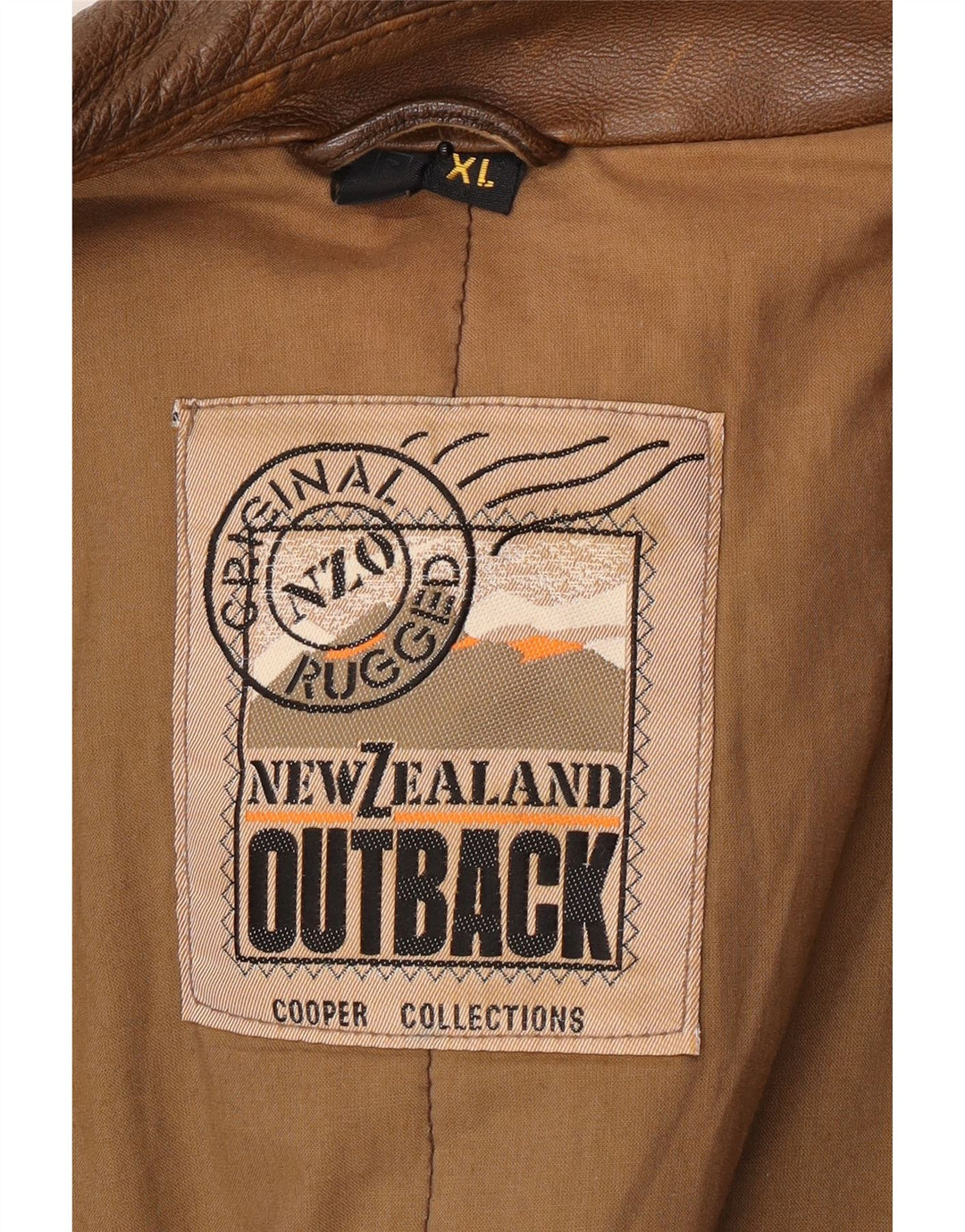 Outback Mens Leather Jacket UK 42 XL Brown Leather