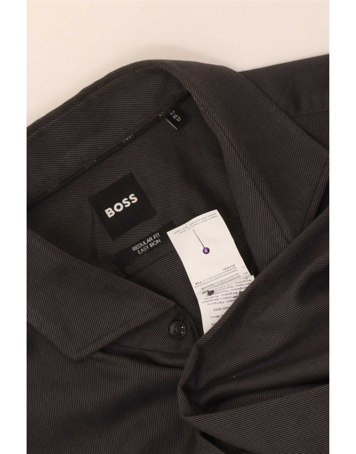 Hugo Boss Mens Regular Fit Shirt Size 43 17 XL Grey Cotton