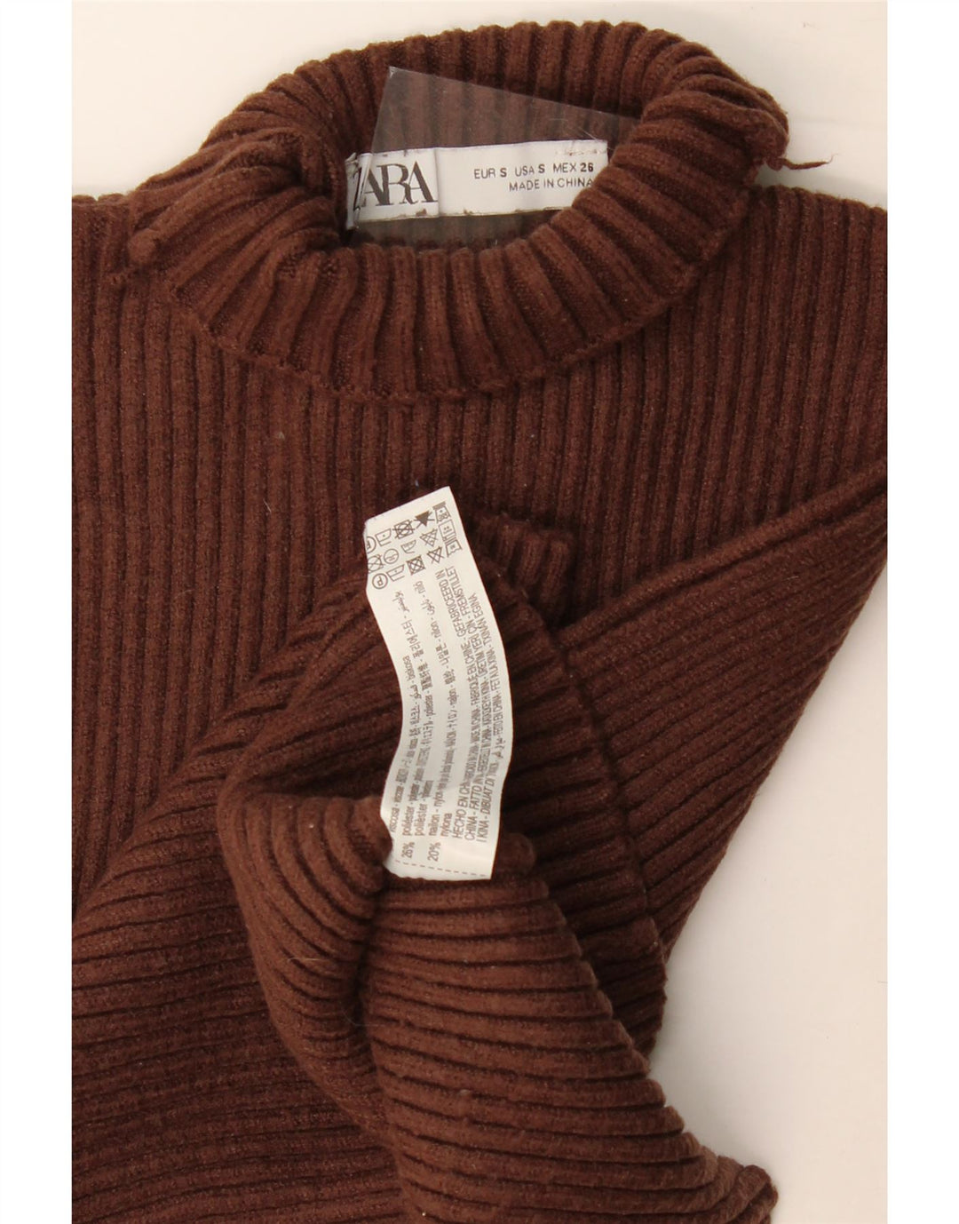 Zara Womens Crop Vest Top UK 8 Small Brown Viscose