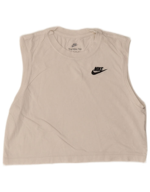Nike Womens Crop Oversized Vest Top UK 6 XS White Cotton