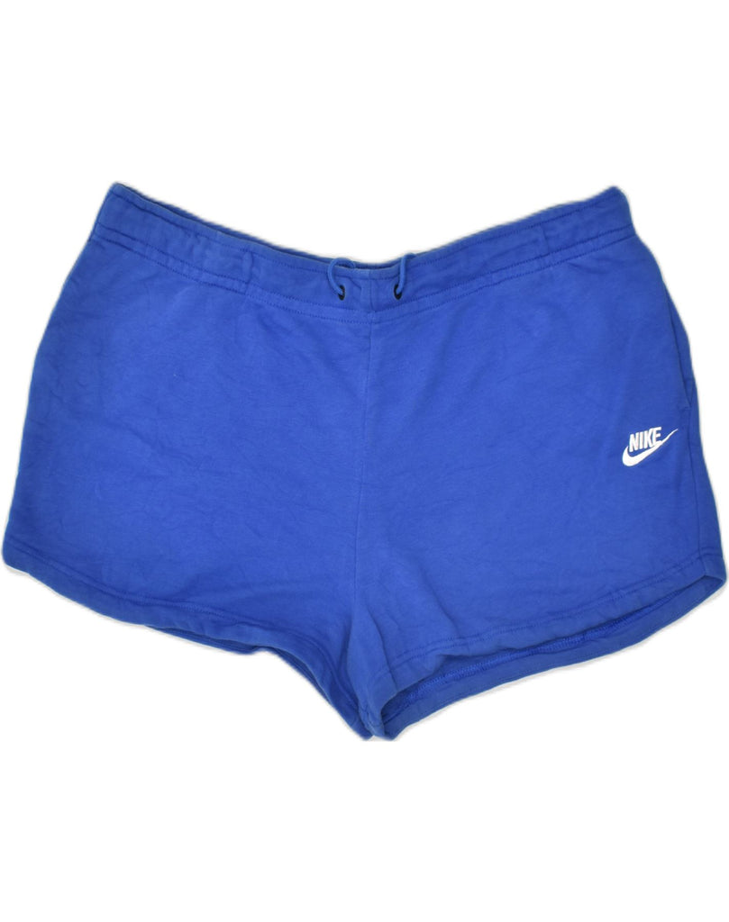 NIKE Womens Sport Shorts UK 18 XL Blue Cotton | Vintage Nike | Thrift | Second-Hand Nike | Used Clothing | Messina Hembry 