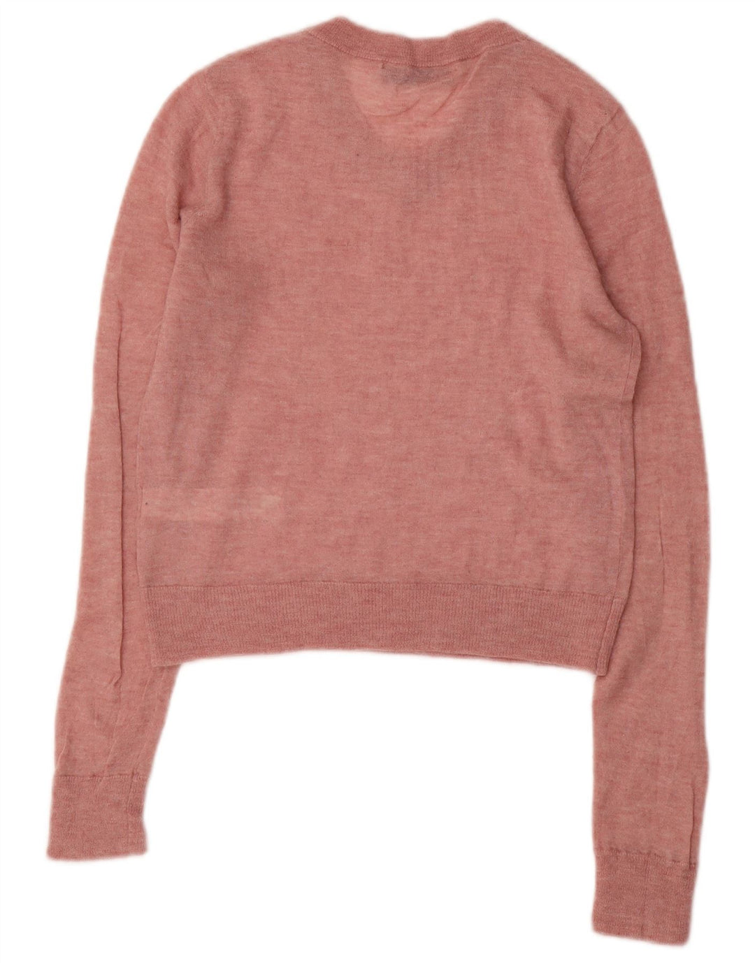 ZARA Womens Crop V-Neck Jumper Sweater UK 12 Medium Pink Nylon