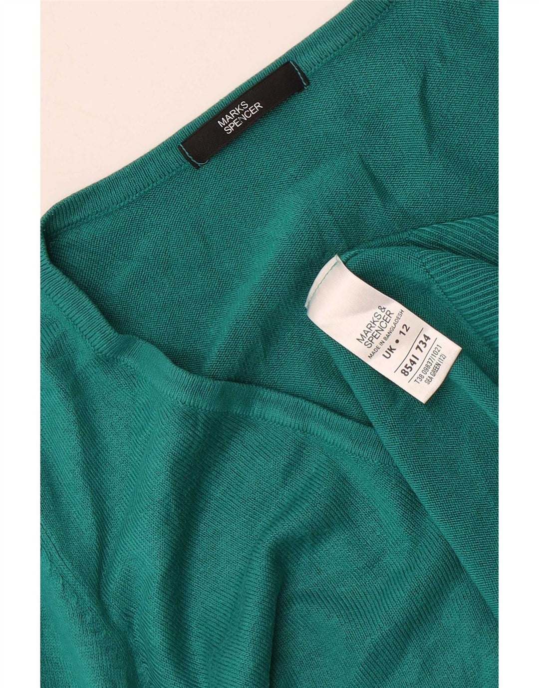 Marks & Spencer Womens V-Neck Jumper Sweater UK 12 Medium Green Acrylic