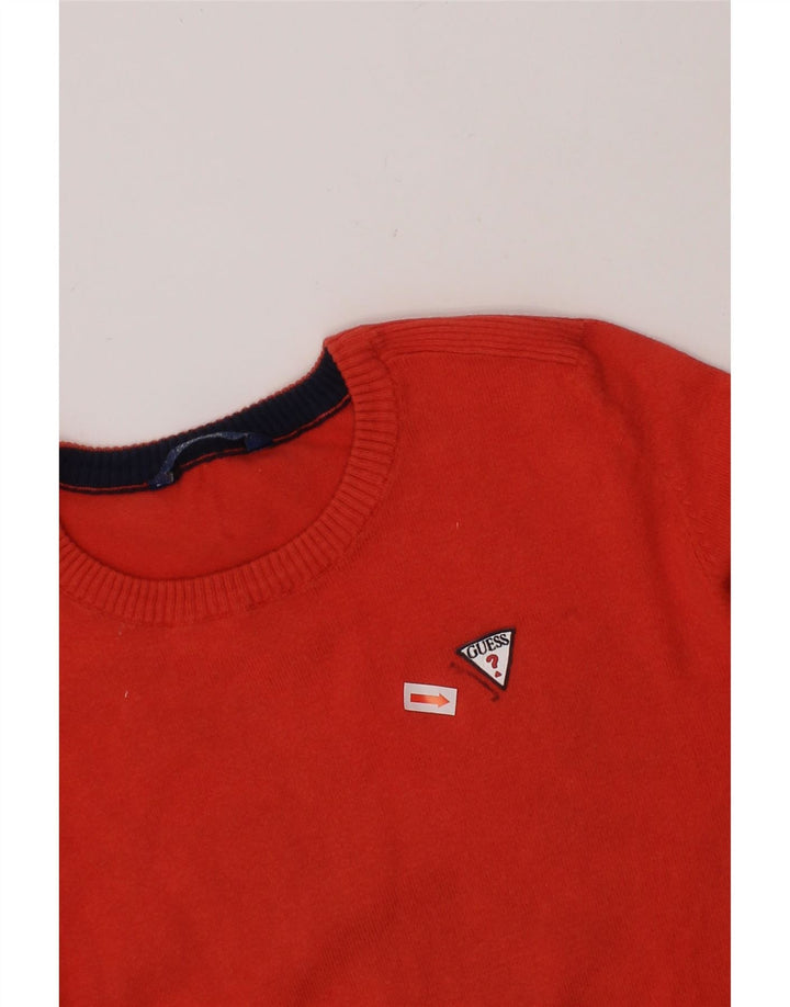 GUESS Boys Crew Neck Jumper Sweater 7-8 Years Red Cotton Classic Vintage Guess and Second-Hand Guess from Messina Hembry 