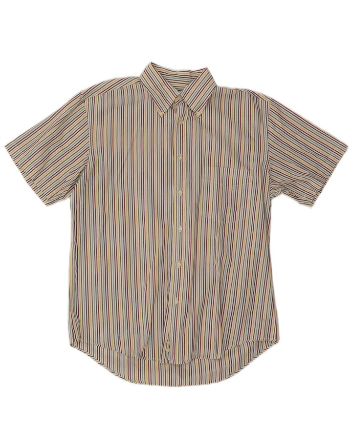 Dack's Mens Short Sleeve Shirt Large Multicoloured Pinstripe Cotton