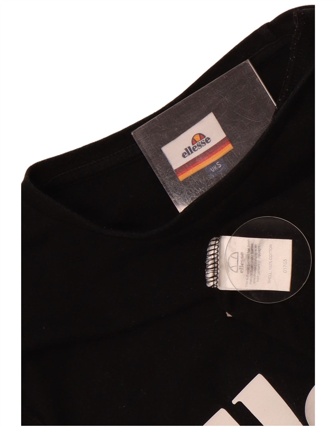 Ellesse Womens Oversized Graphic Top Long Sleeve UK 10 Small Black Cotton