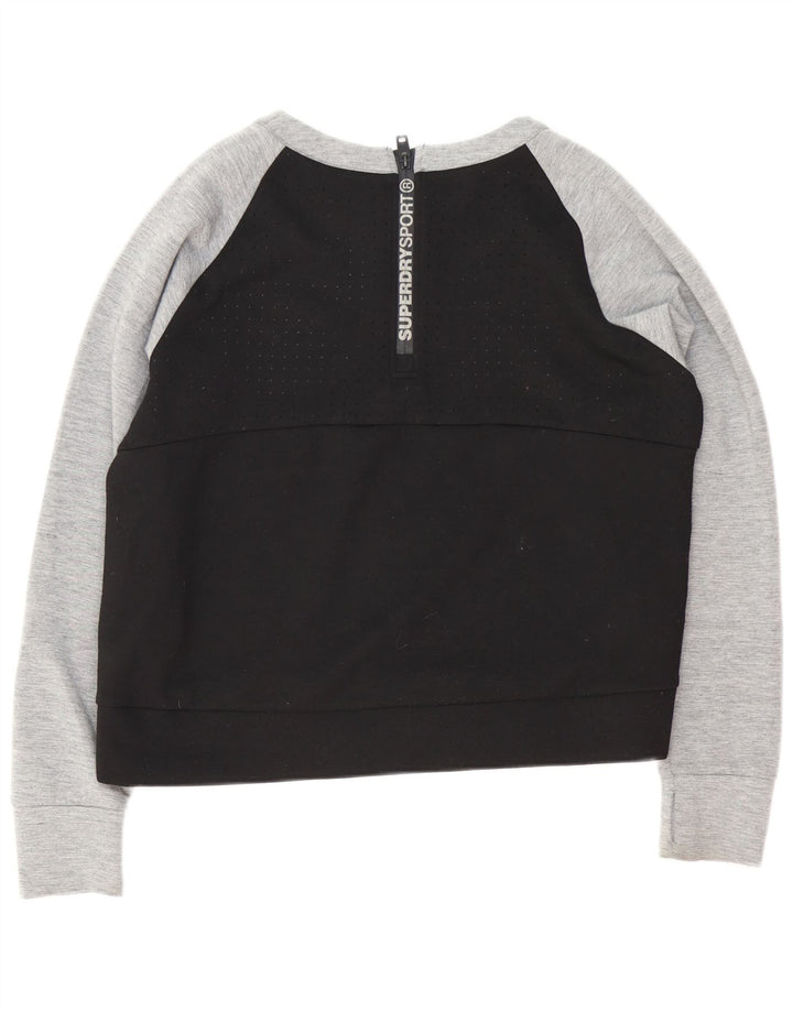 Superdry Womens Graphic Sweatshirt Jumper UK 16 Large Black Colourblock