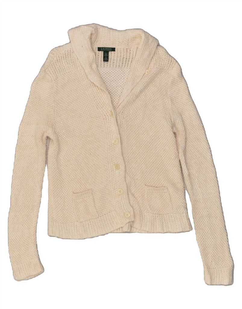 RALPH LAUREN Womens Cardigan Sweater UK 18 XL Beige Viscose | Vintage Ralph Lauren | Thrift | Second-Hand Ralph Lauren | Used Clothing | Messina Hembry 