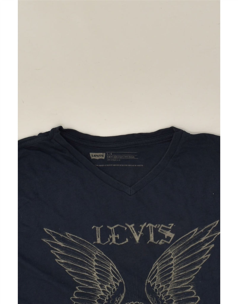 LEVI'S Mens Slim Fit Graphic T-Shirt Top Large Navy Blue | Vintage Levi's | Thrift | Second-Hand Levi's | Used Clothing | Messina Hembry 