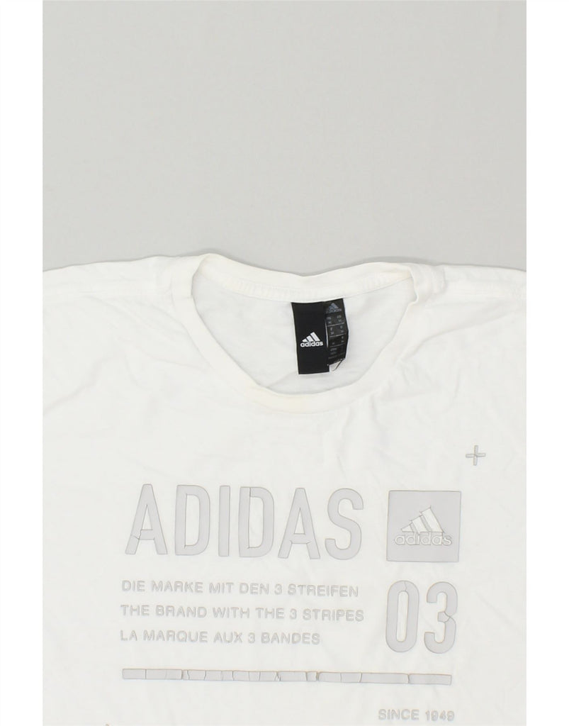 ADIDAS Mens Graphic T-Shirt Top Medium White Cotton | Vintage Adidas | Thrift | Second-Hand Adidas | Used Clothing | Messina Hembry 