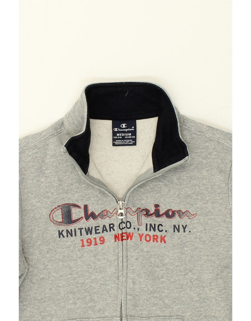 CHAMPION Boys Graphic Tracksuit Top Jacket 9-10 Years Medium Grey Cotton | Vintage Champion | Thrift | Second-Hand Champion | Used Clothing | Messina Hembry 