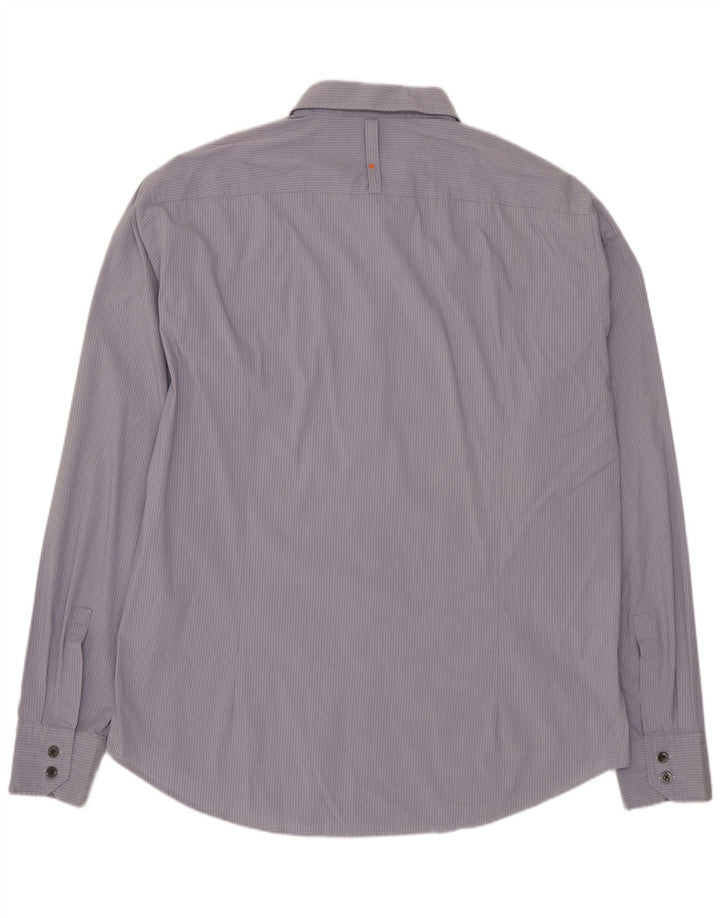 HUGO BOSS Mens Shirt XL Blue Pinstripe Cotton